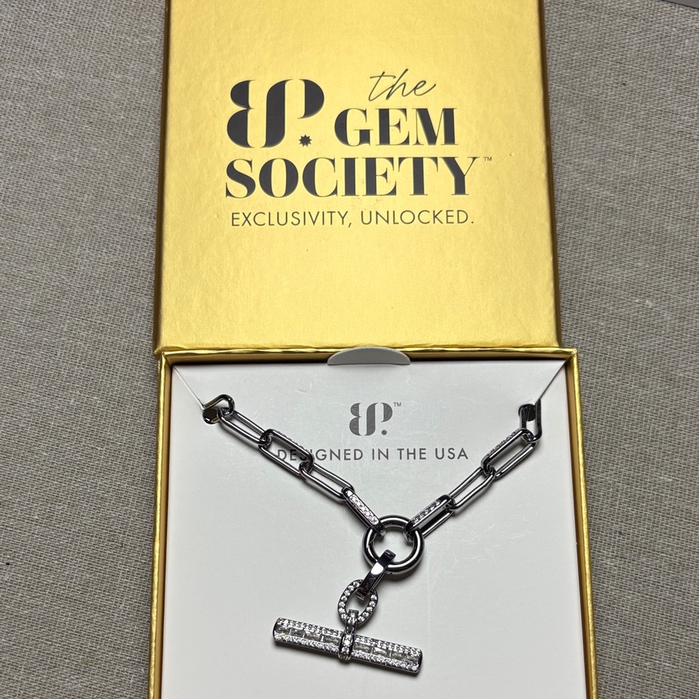 The Gem Society Necklace- Lemon CZ on Hematite Plating